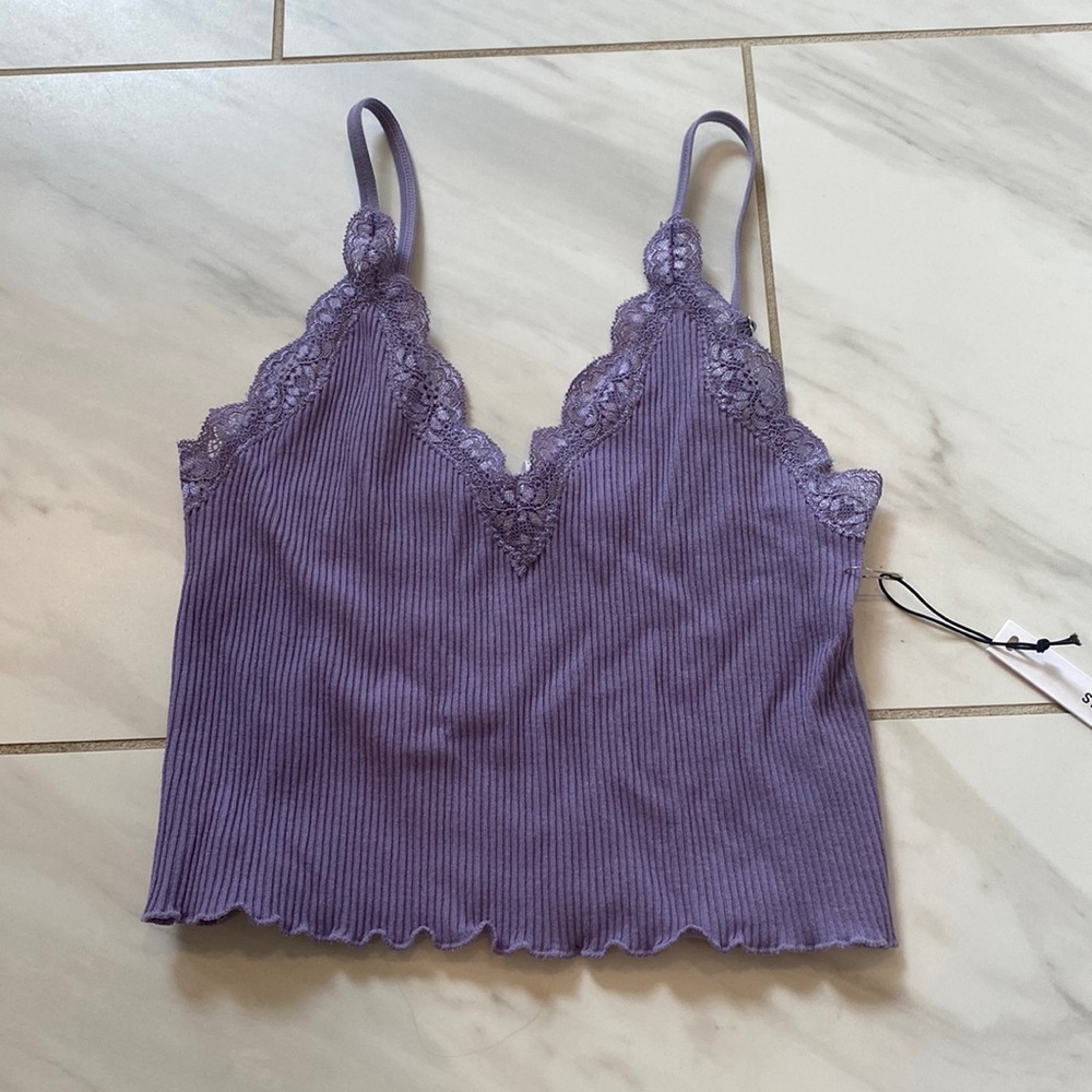 purple forever 21 cropped tank top/cami